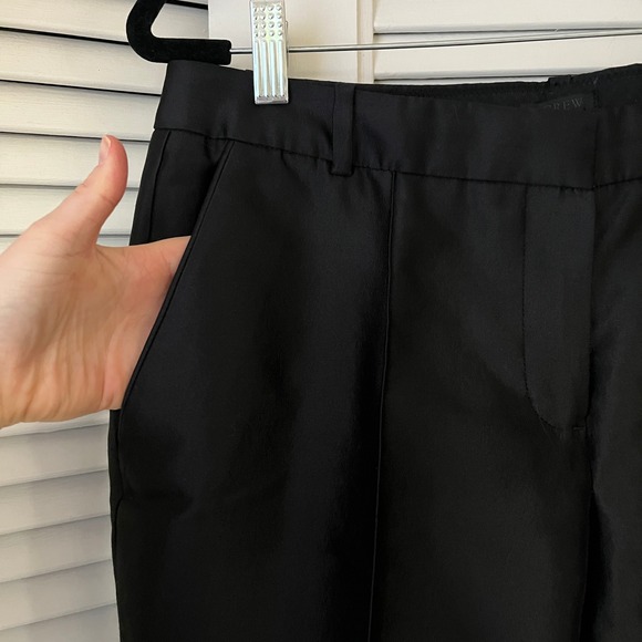 J. Crew Collection Black Satin Silk and Wool Cigarette Dress Pants in Sz 8 - Picture 4 of 11